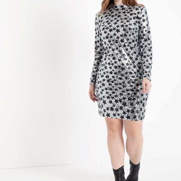 Eloquii Mock Neck Sequin Dress - Picture 2 of 4